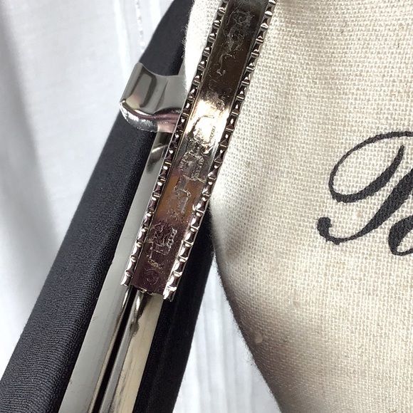 ⚜️ VTG Black Chiffon Ornate Chrome Hardware Snap Lock with Coin Purse - Picture 3 of 9